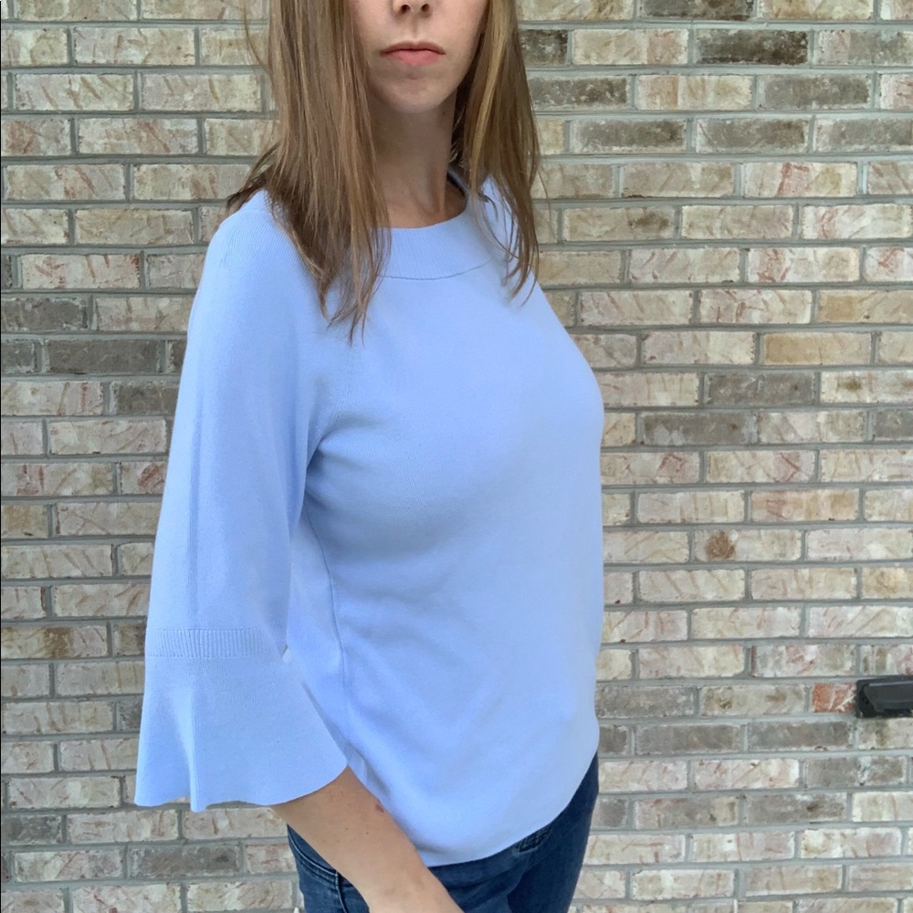 Talbots Flutter Sleeve Sweater - Baby Blue